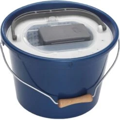 SEAU A VIFS PLASTILYS ROND BLEU + PANIER VIVIER + AERATEUR INTEGRE + COUVERCLE