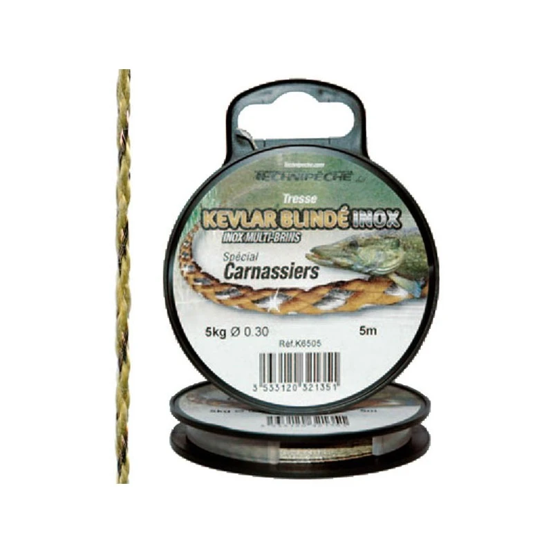TRESSE A BAS DE LIGNE TECHNIPĂŠCHE KEVLAR BLINDE INOX