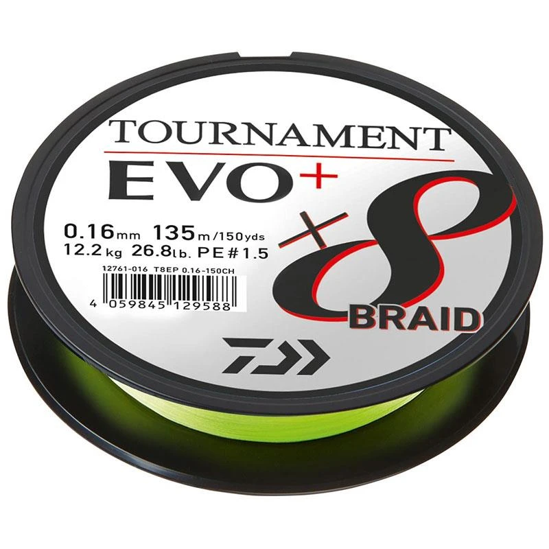 TRESSE DAIWA TOURNAMENT 8 BRAID EVO+ - CHARTREUSE - 135M