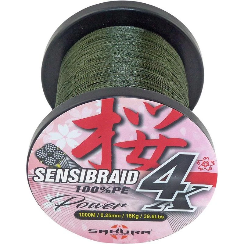 TRESSE SAKURA SENSIBRAID 4 VERT - 1000M